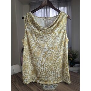 Christian Siriano New York 100% Linen Floral Cowl Neck Beach Boho Top Women's XL